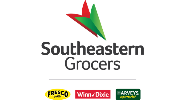 Southeastern Grocers logo with small logos for Fresco y Mas, Harveys, and Winn Dixie.